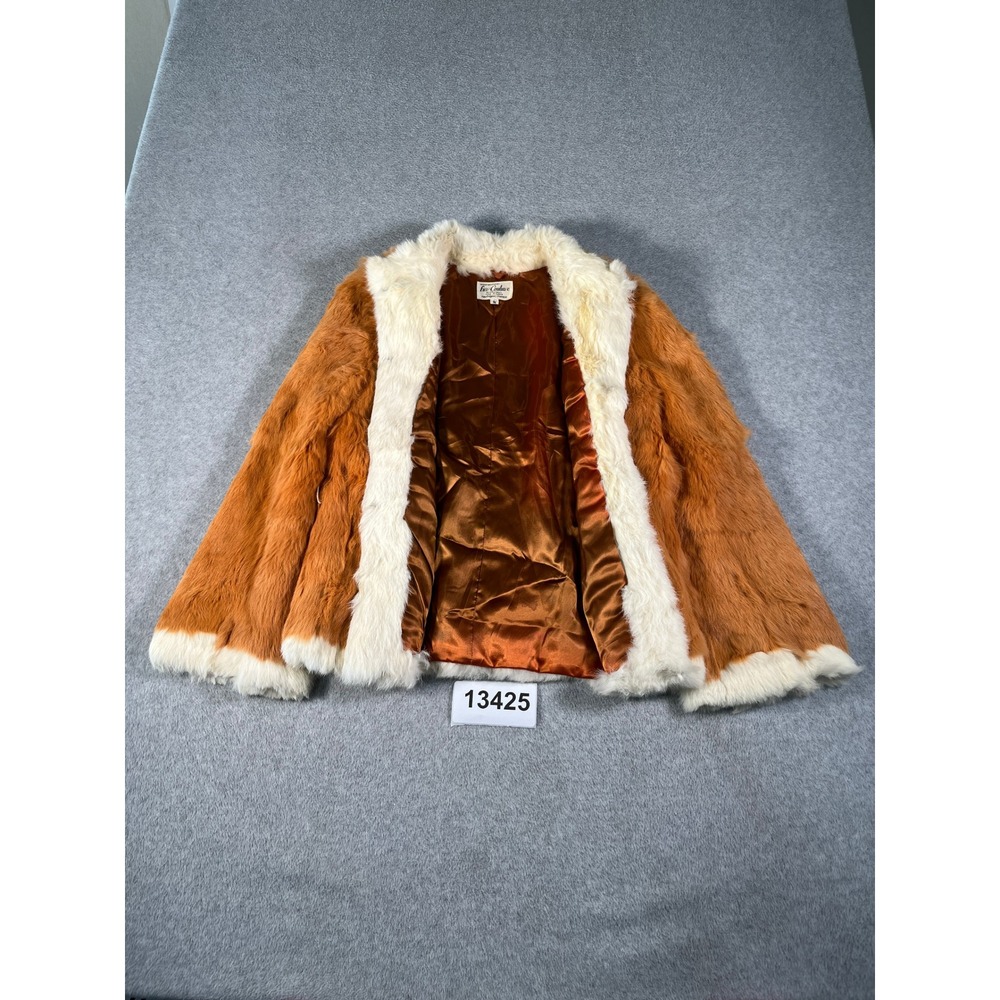 Fur Couture Fur Jacket Women Medium Orange White Excellent French Fur Vintage
